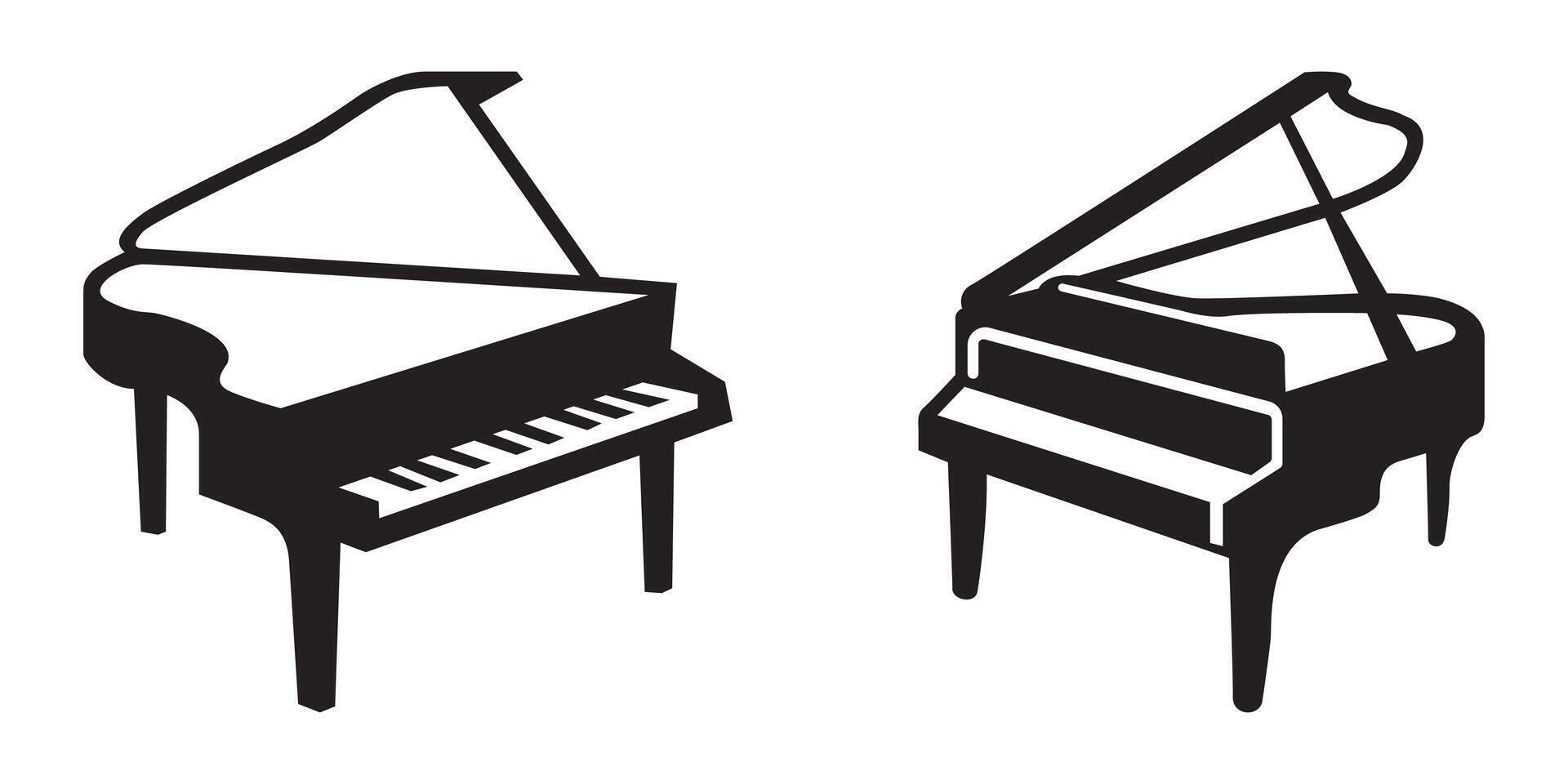 illustration of grand piano silhouettes vector