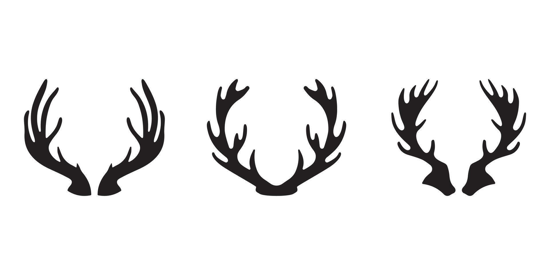 Moose Horn Silhouette Set vector
