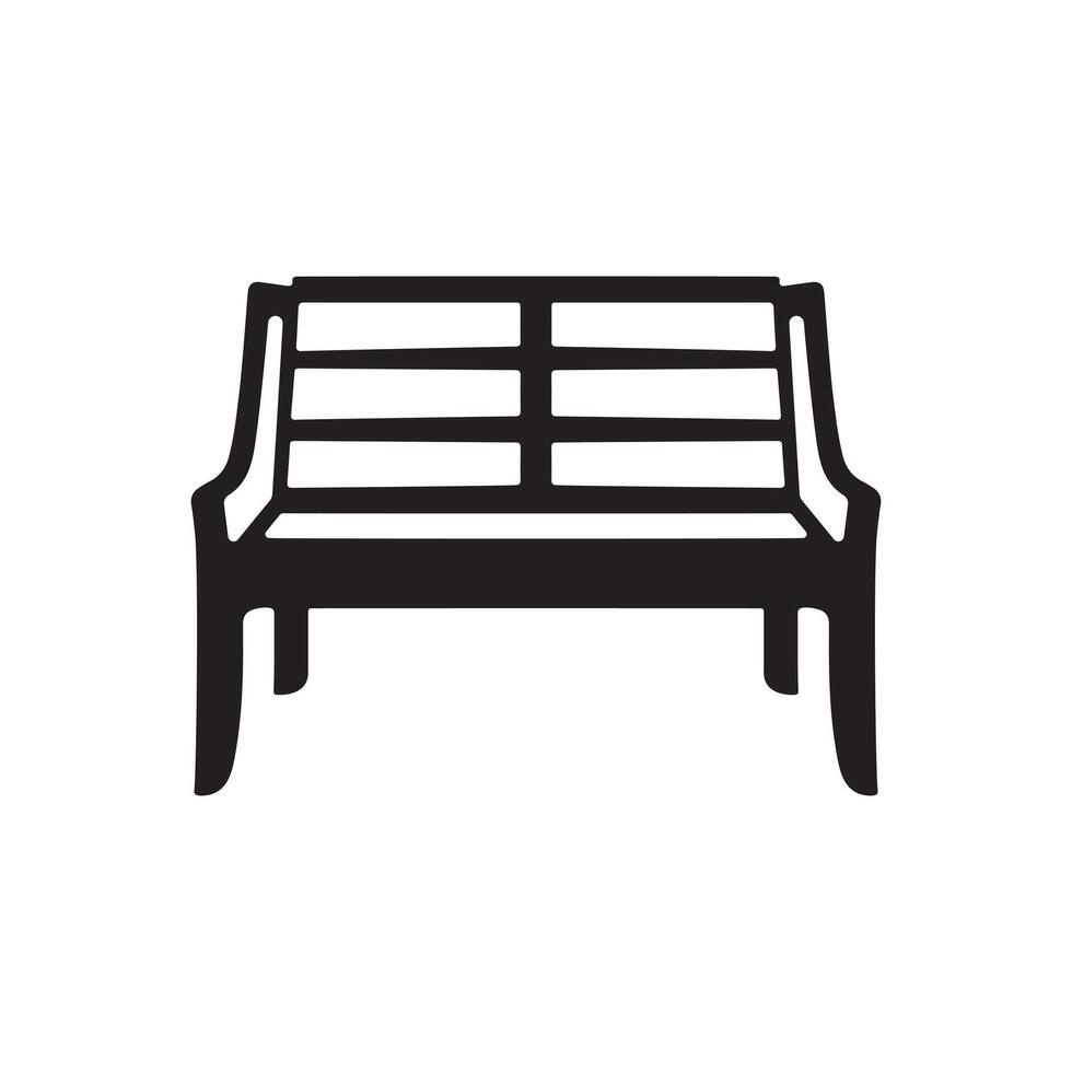 illustration of a bench silhouette in front view vector
