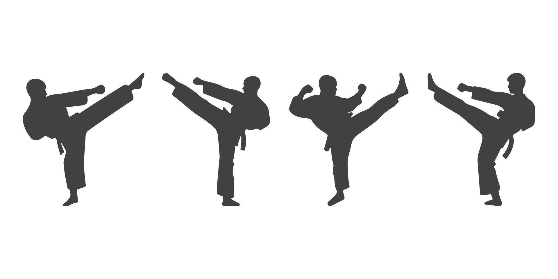 Taekwondo Icons Silhouette Art Collection vector