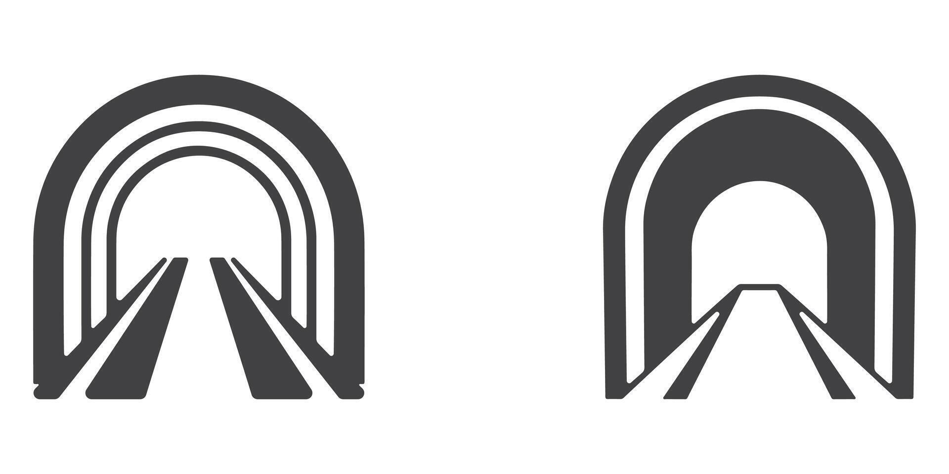 Tunnel Icons Silhouette Set vector
