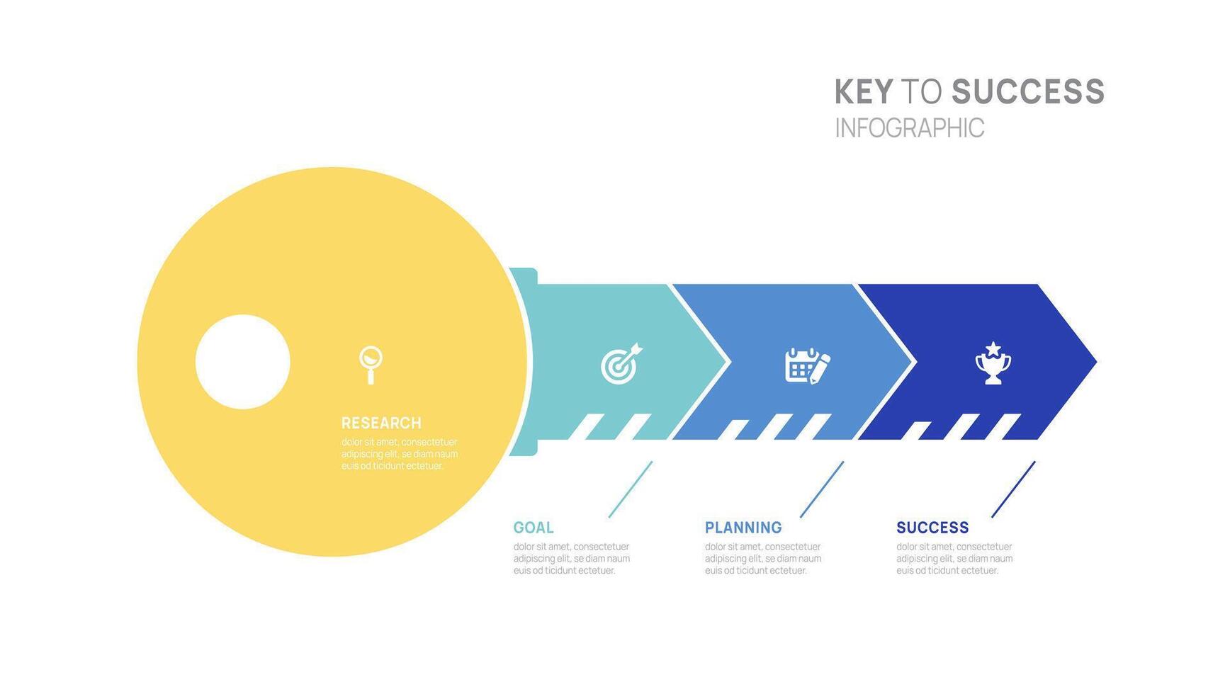 key success achievement grow infographic template for business. growth or progress to achieve target goal 4 steps. vector