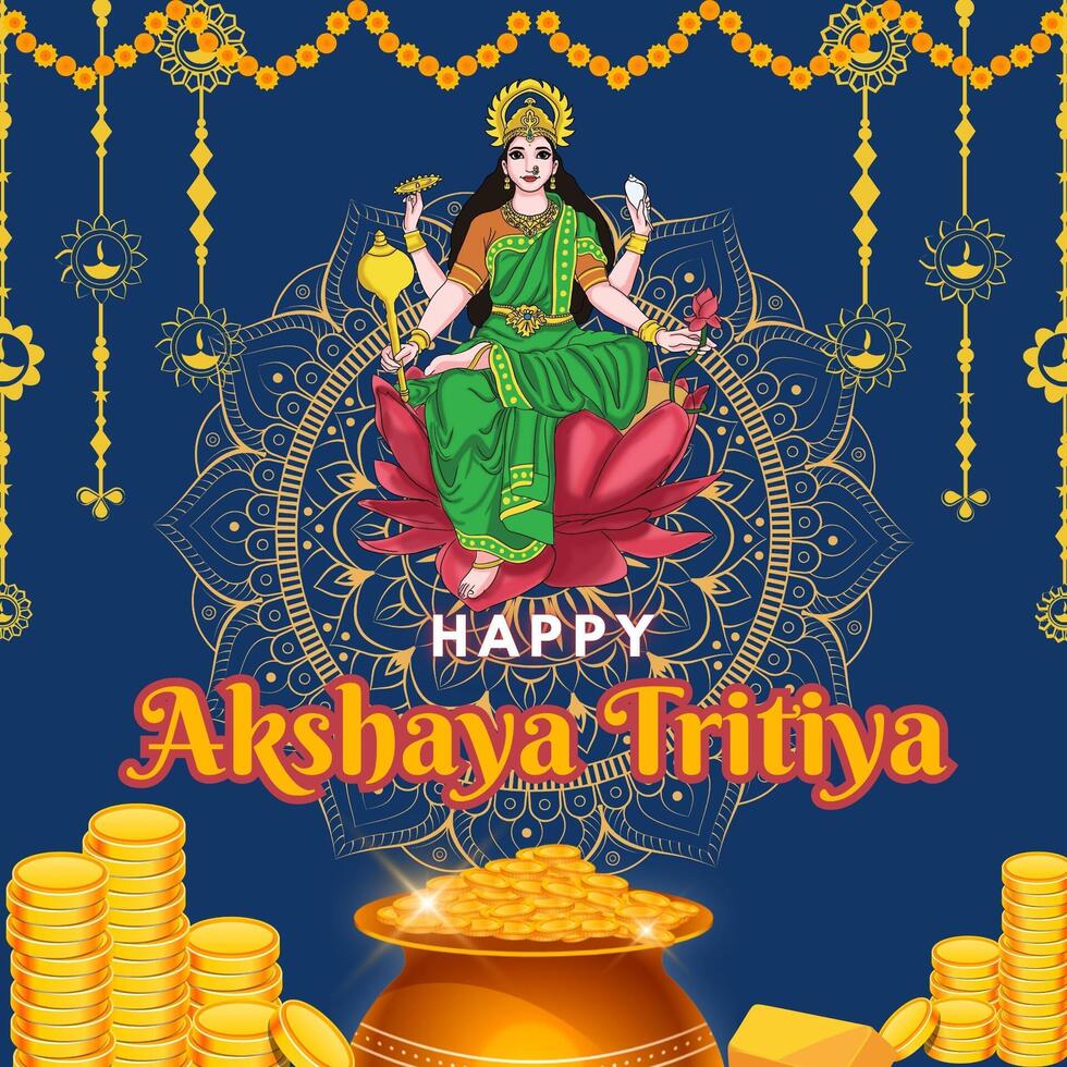 Happy Akshaya Tritiya Best Wishes vector