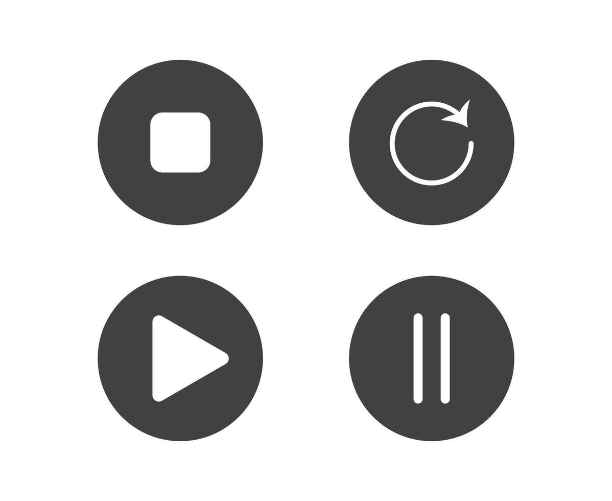 free play button icon set vector