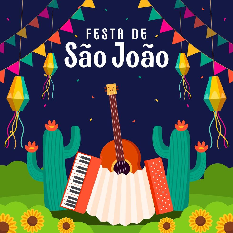 happy sao joao festival illustration in flat style design vector