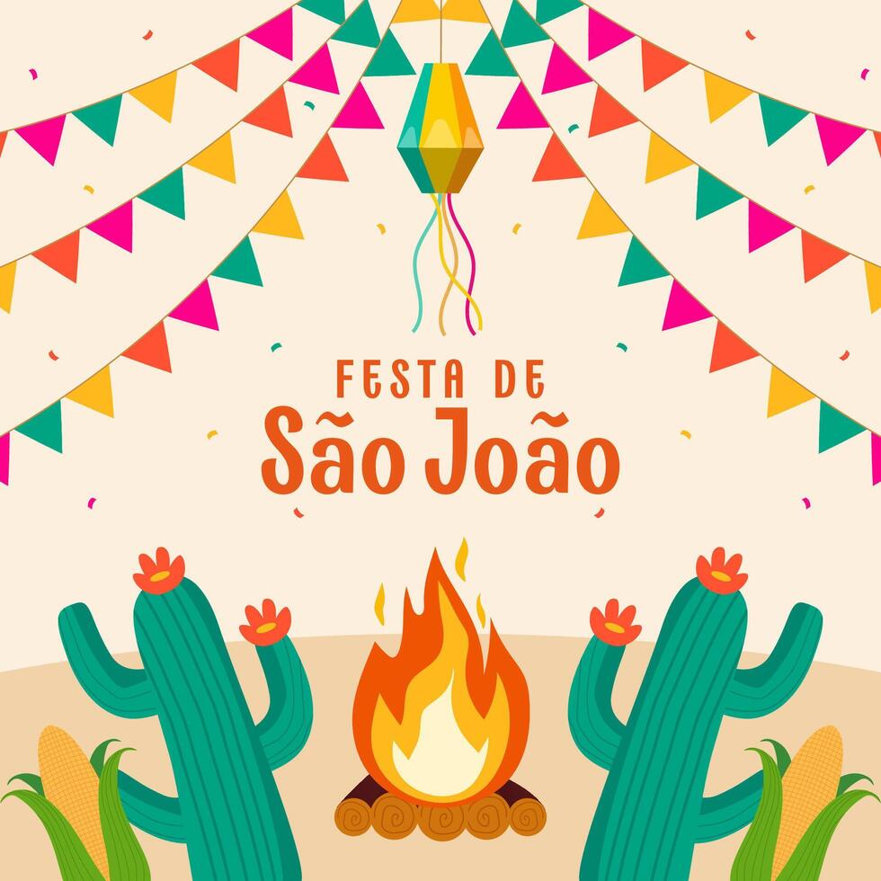 happy sao joao festival illustration in flat design vector