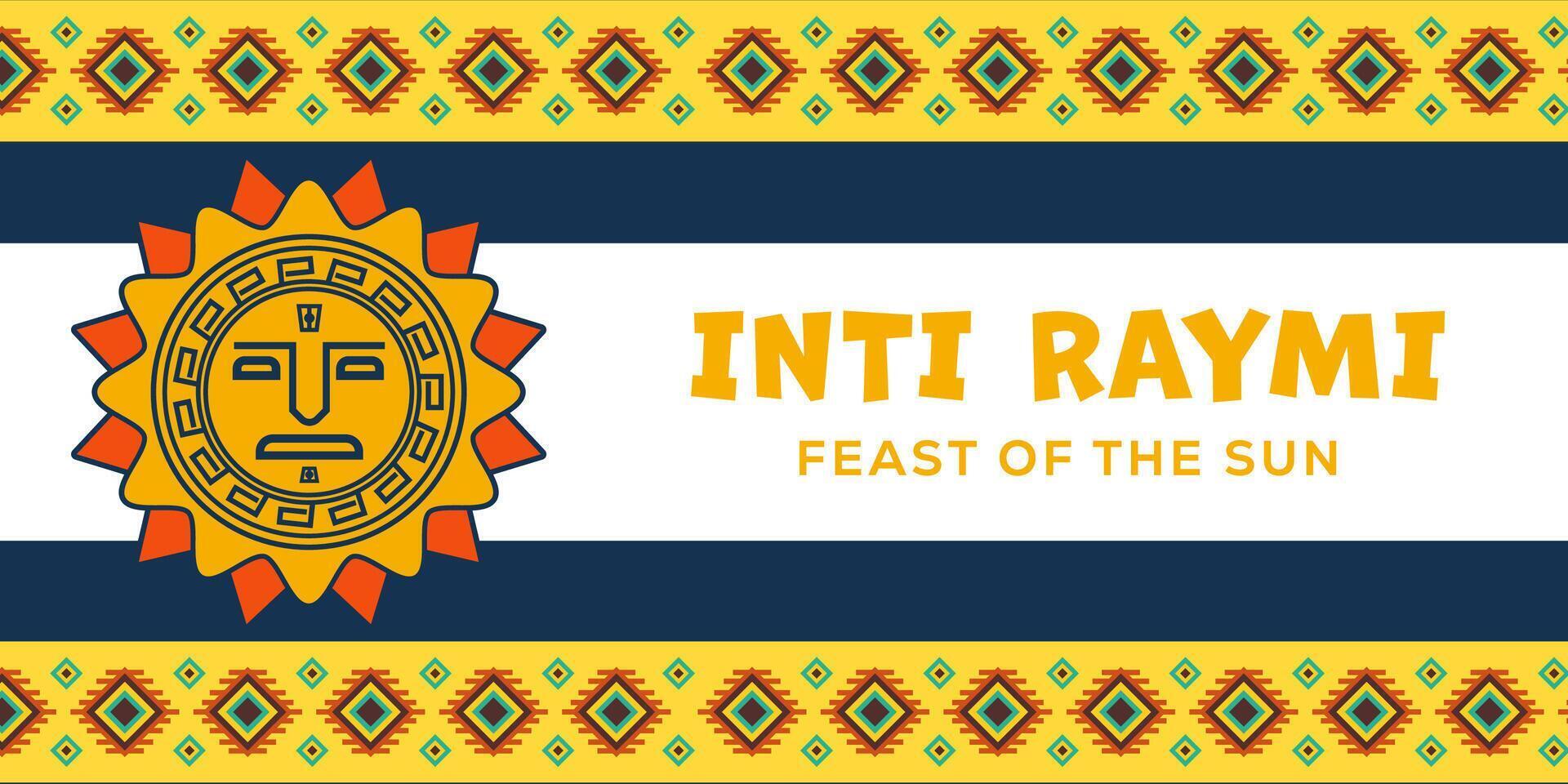 inti raymi feast of the sun horizontal banner illustration vector
