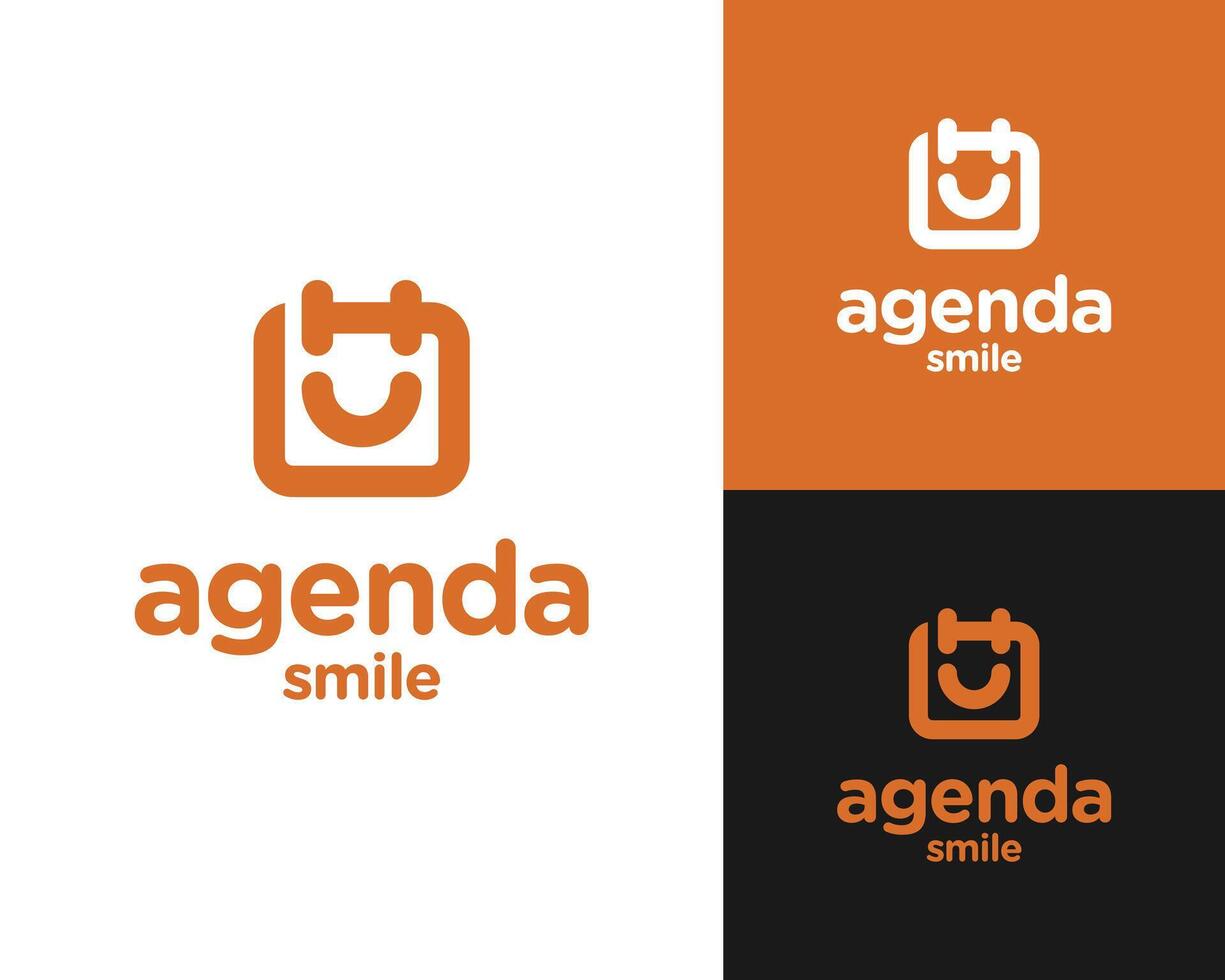 Agenda Schedule With Smile Icon Simple For Date Management Business Logo Design Illustration vector