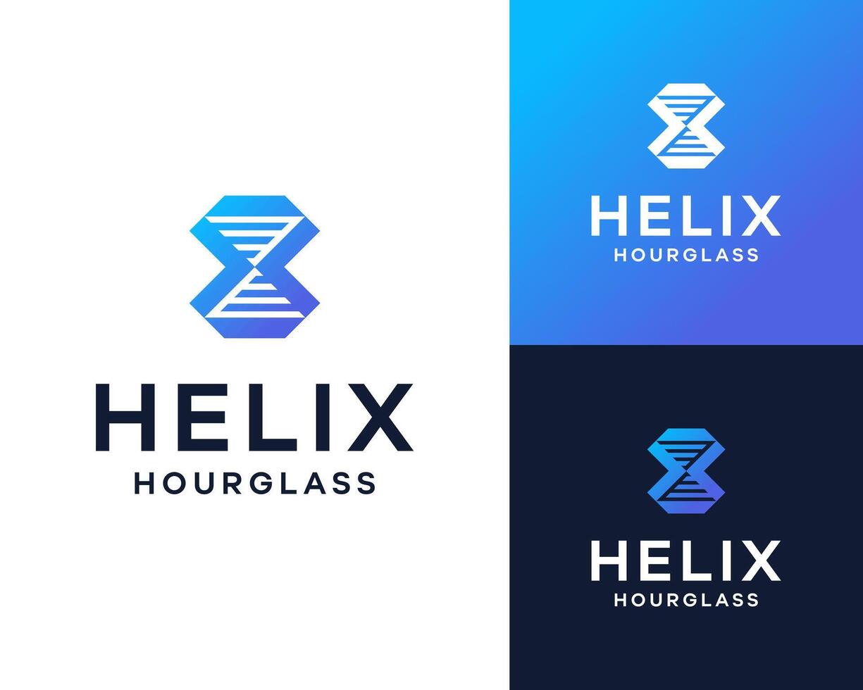 Helix DNA With Hourglass Abstract Modern For Medical Technology Logo Design Illustration vector