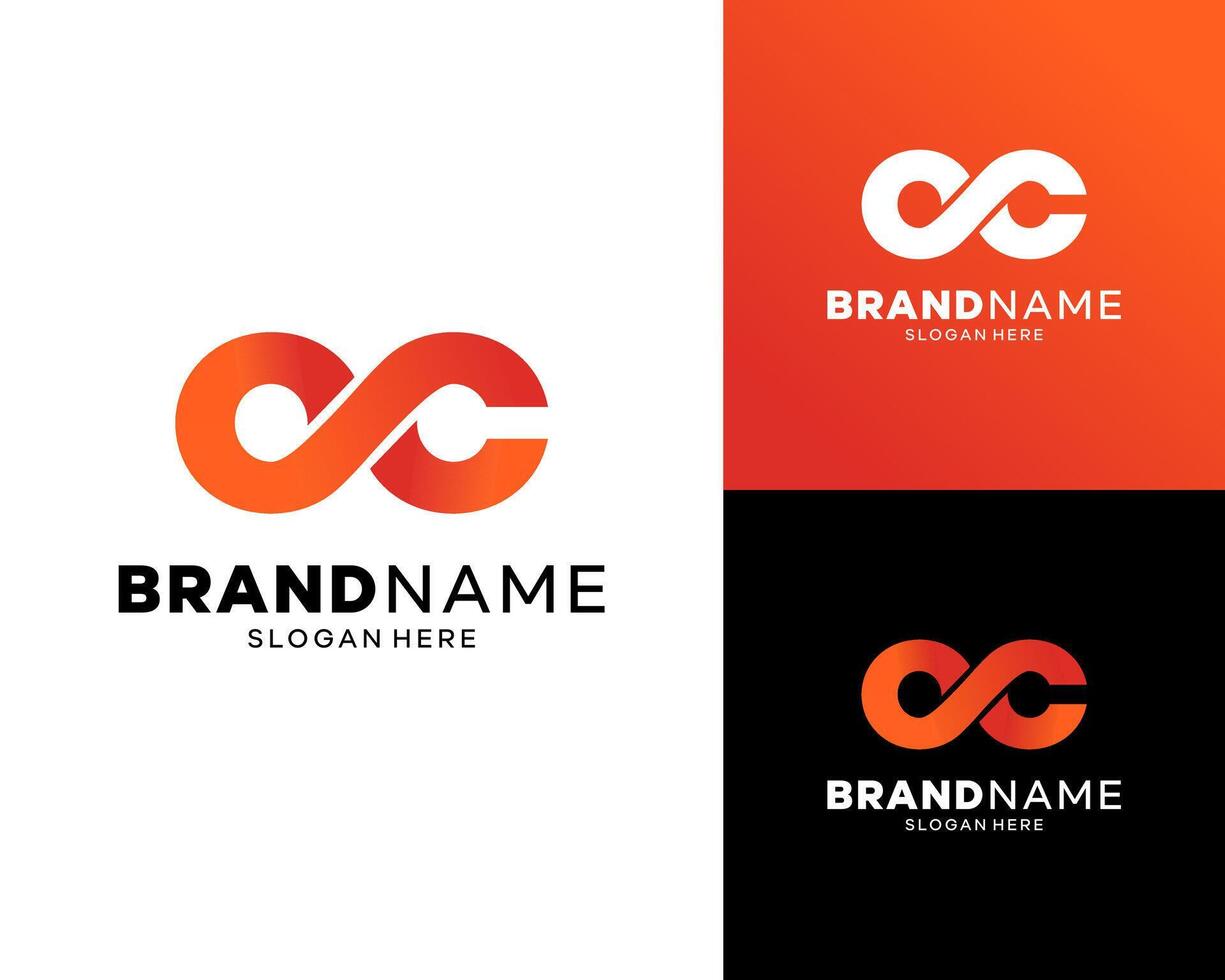 Letter OC Connection Loop Infinity Modern Gradient Colorful Logo Design Illustration vector