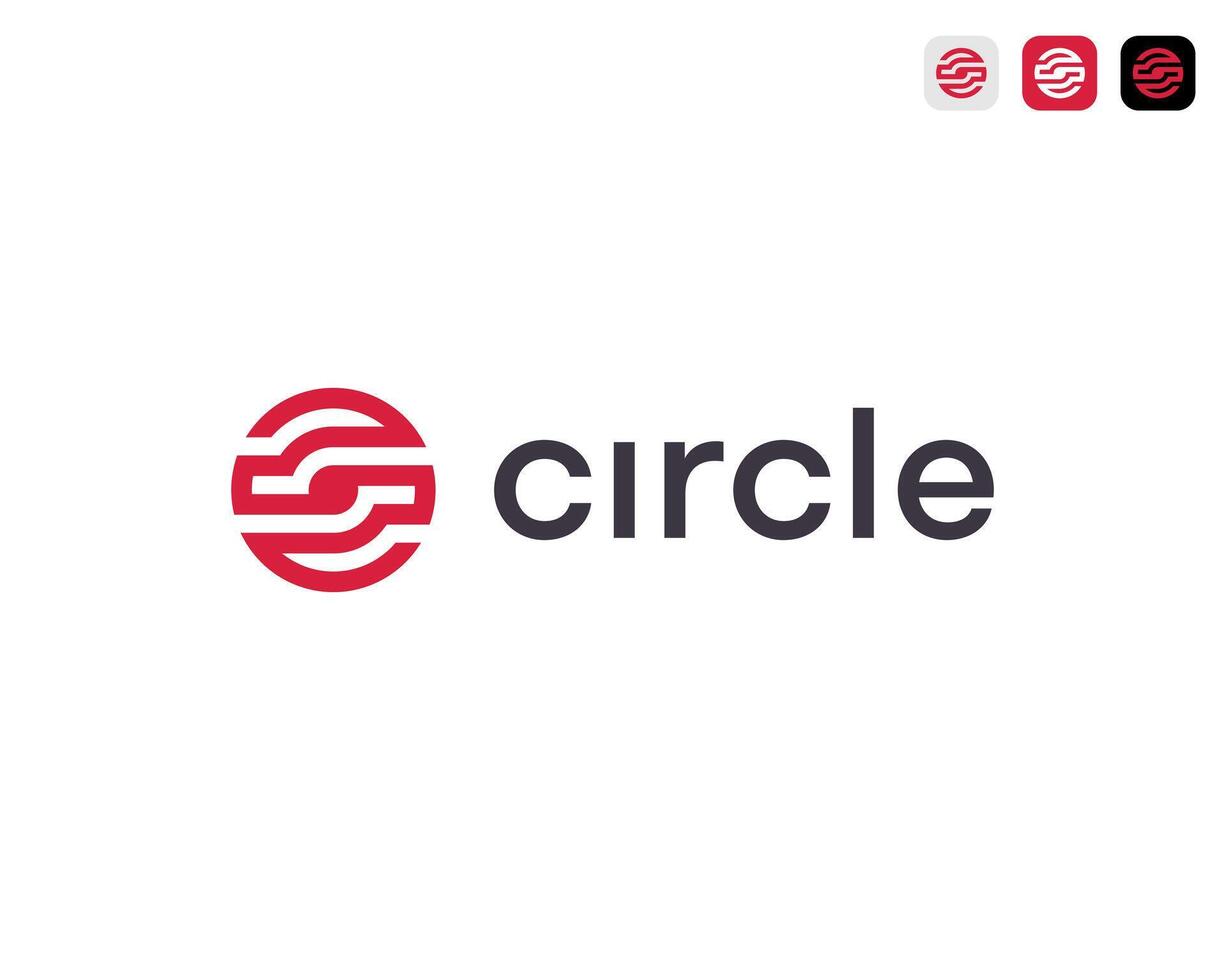 Modern Circle Logo With Abstract Line Geometric For Technology Logo Design Illustration vector