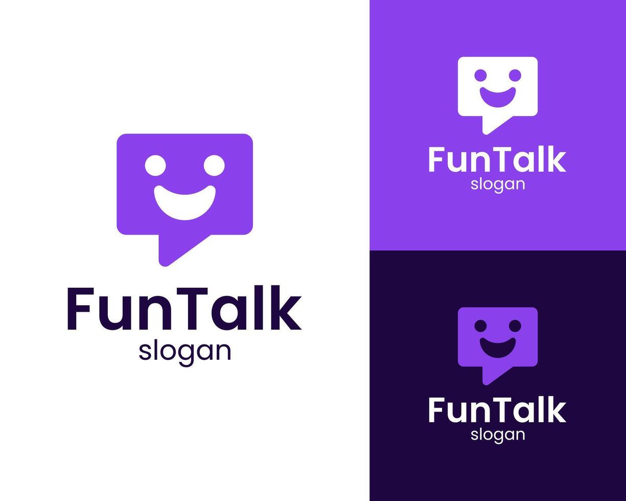 Happy Chat Bubble With Smiling Face Modern For Communication App Logo Design Illustration vector