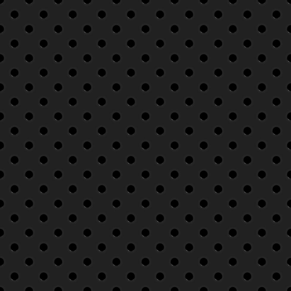 Black peg board perforated texture background material with oval holes seamless pattern. vector