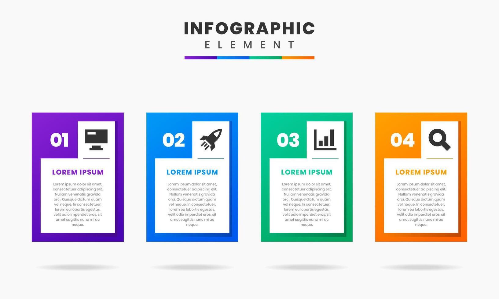 Rectangle Shape, Infographic Element Design Template with icons and 4 numbers. Can be used for process diagram, presentations, workflow layout, banner, flow chart, info graph. vector