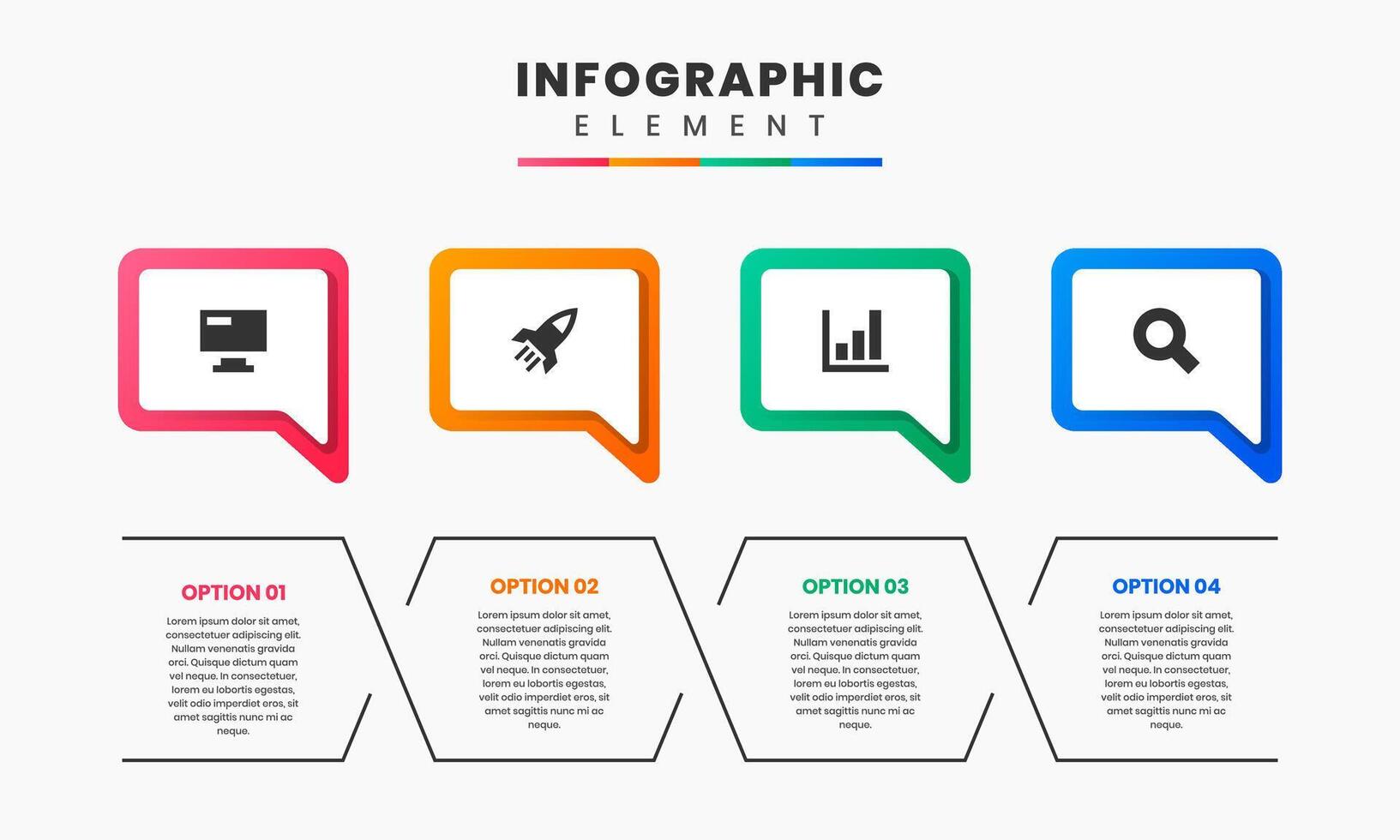 Timeline Infographic Element Design icon template with 4 options, can be used for process diagram, presentations, workflow layout, banner, flow chart vector