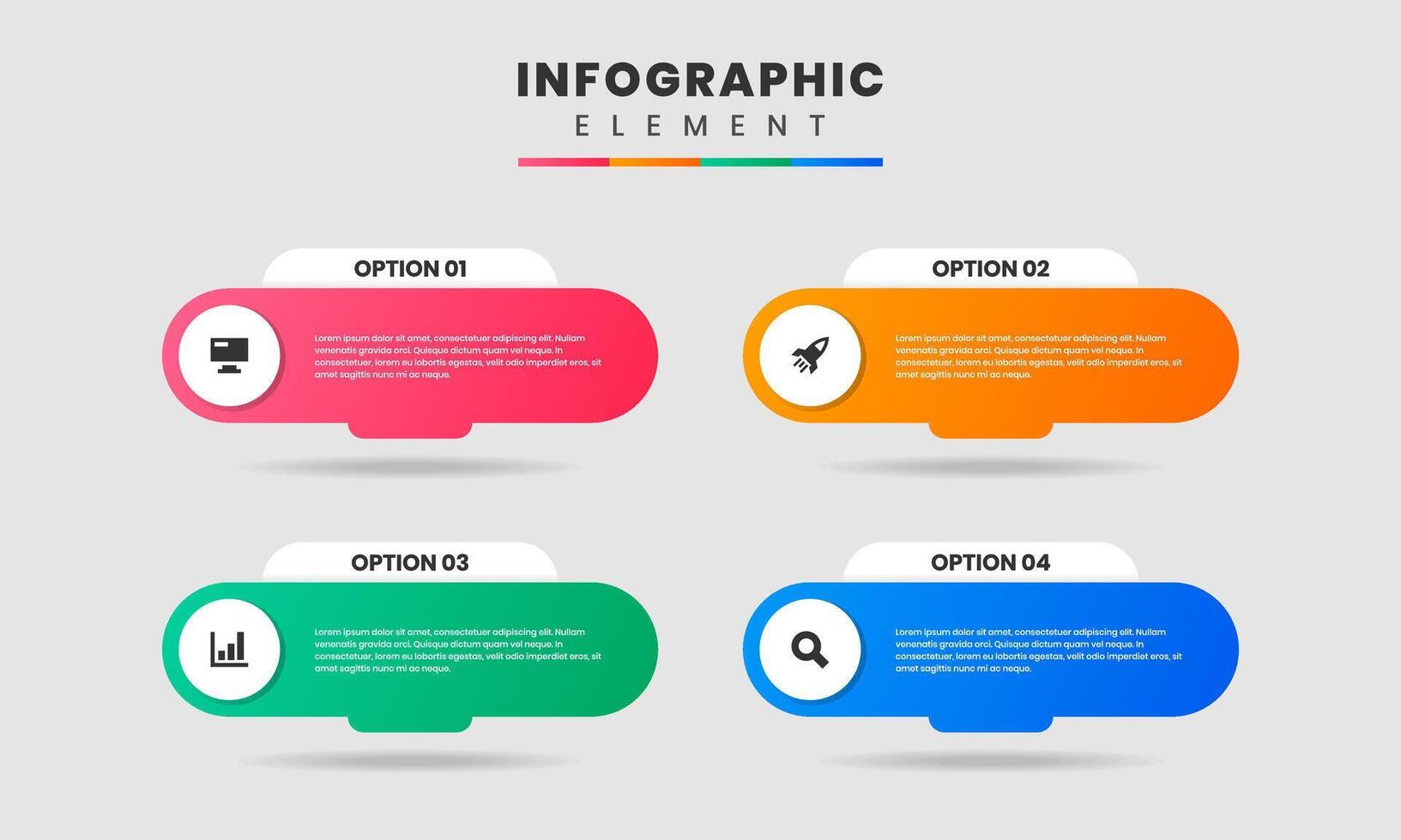 Label Infographic Element Design icon templates with 4 options can be used for process diagram, presentations, workflow layout, banner, flow chart, infographic. vector