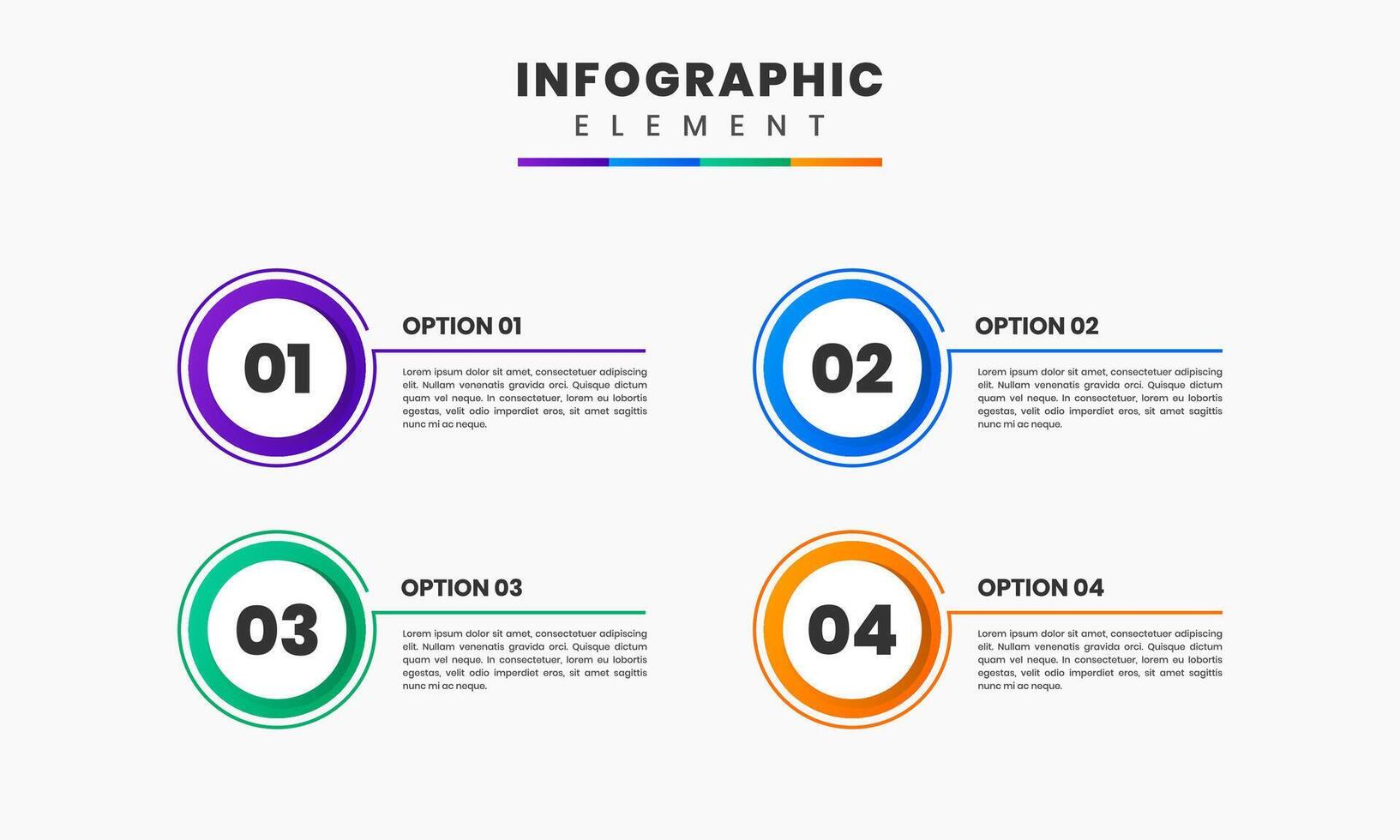Circle Label, Infographic Element Design Templates with 4 Numbers. Can be used for process diagram, presentations, workflow layout, banner, flow chart vector