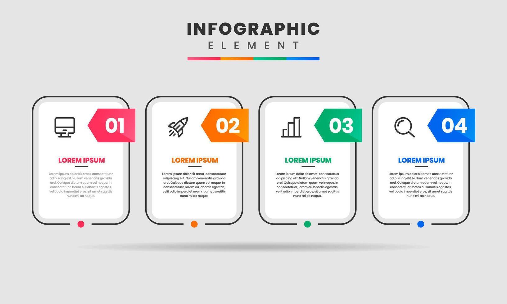 Label Infographic design with icons and 4 Numbers, Thin line vector