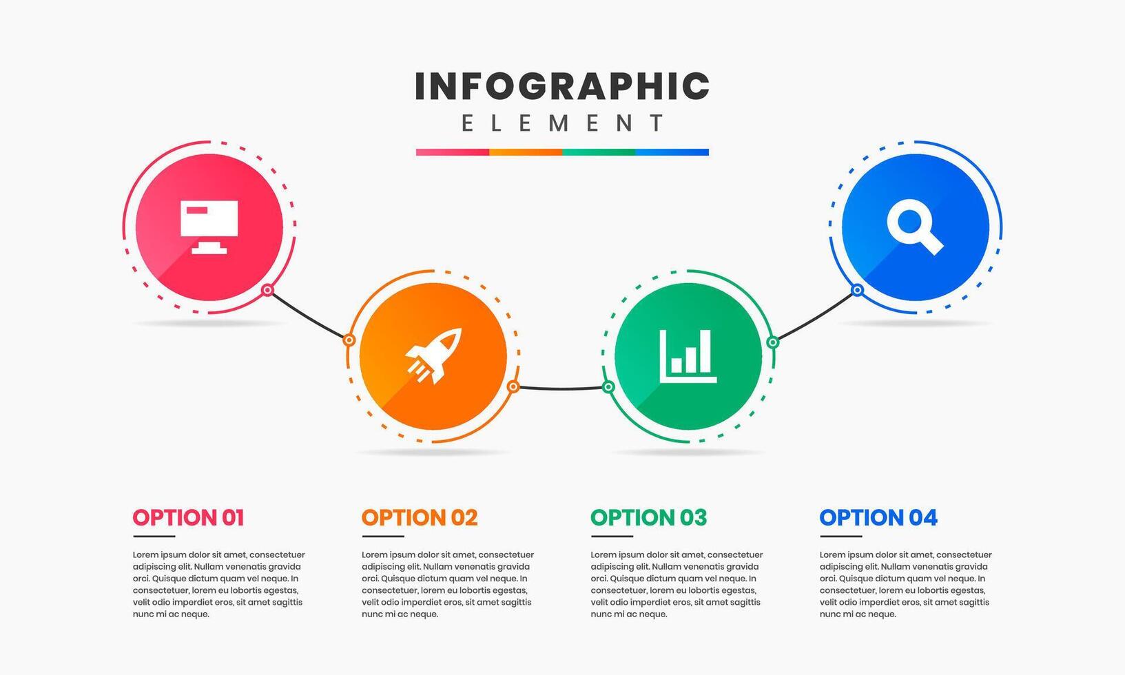 Timeline Infographic Element Design icon template with 4 options, Can be used for process diagram, presentations, workflow layout, flow chart, infographic. vector
