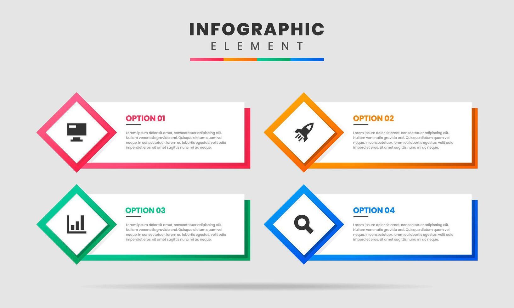Label Infographic Element Design icon template with 4 options, can be used for process diagram, presentations, workflow layout, banner, flow chart, infographic. vector