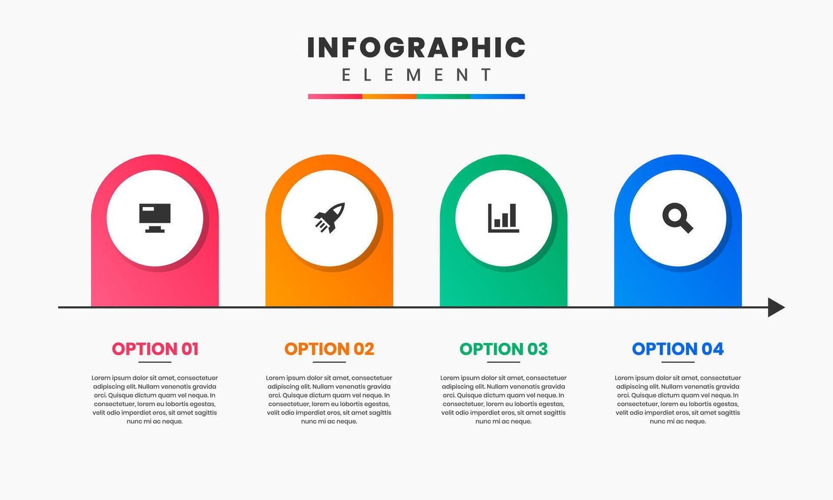 Timeline Infographic Element Design icon templates with 4 options, can be used for process diagram, presentations, workflow layout, banner, flow chart vector