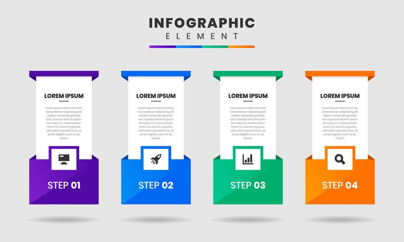 Abstract Infographic Element Design icon templates with 4 steps. Can be used for process diagram, presentations, workflow layout, banner, flow chart, infographic. vector
