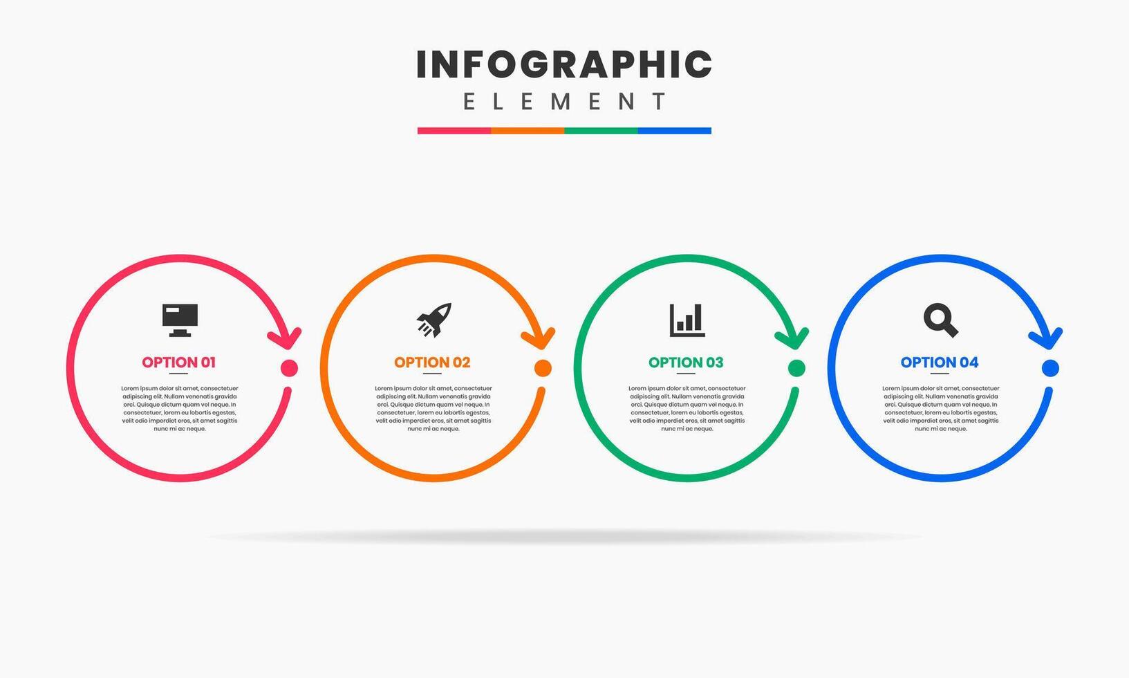 Line Infographic Element Design icon templates with 4 options. Can be used for process diagram, presentations, workflow layout, banner, flow chart, infographic. vector