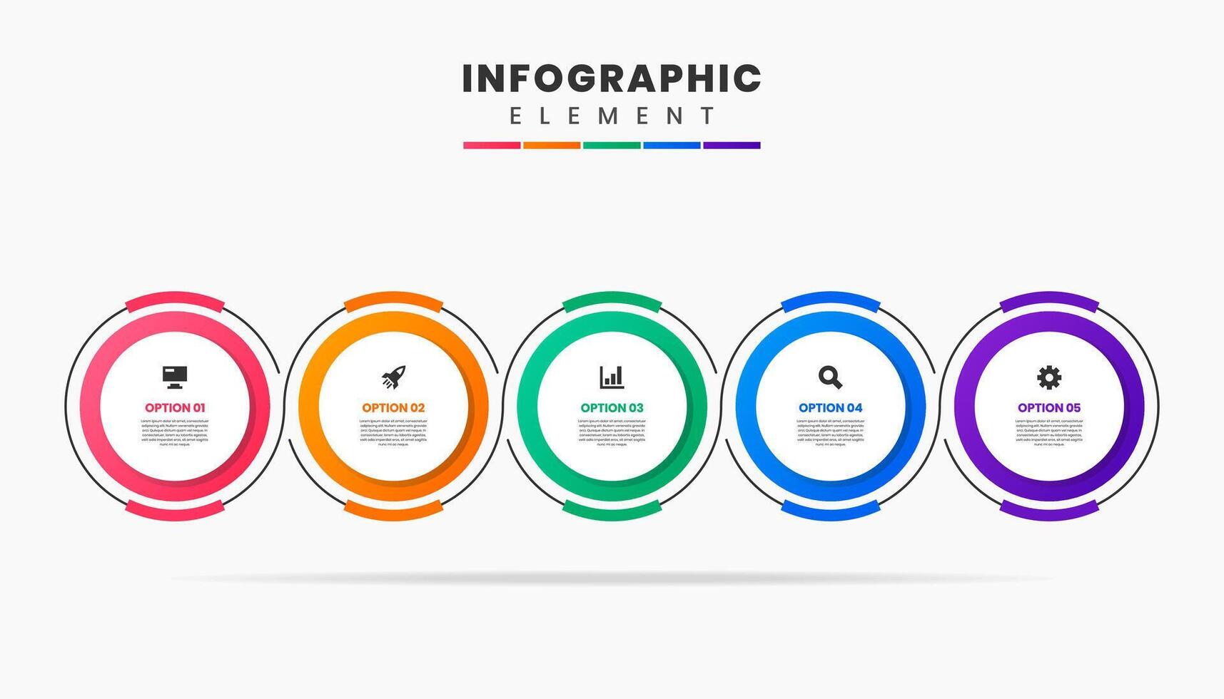 Graphic Infographic Element Design Icon Templates with 5 Options or Steps. Can be used for Process Diagram vector