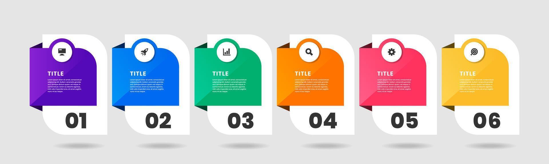 Abstract Infographic Element Design Templates with Icons and 6 Numbers. Suitable for Process Diagram, Presentations, Workflow Layout, Flow Chart, Infographic vector