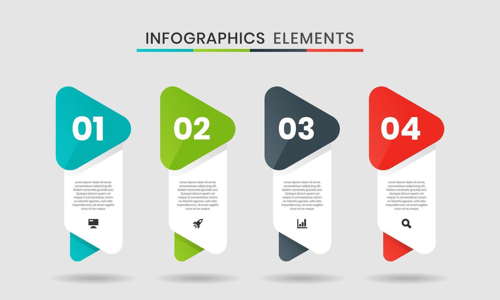 Abstract Infographics Elements Design Icon Templates with 4 Numbers. Suitable for Process Diagram, Presentations, Workflow Layout, Flow Chart vector
