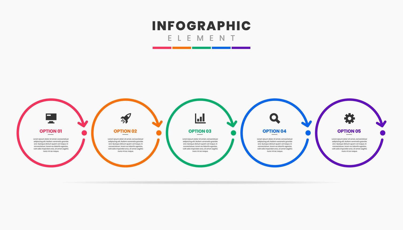 Line Infographic Element Design Icon Templates with 5 Options. Can be used for Process Diagram, Workflow Layout, Banner,Infographic. vector