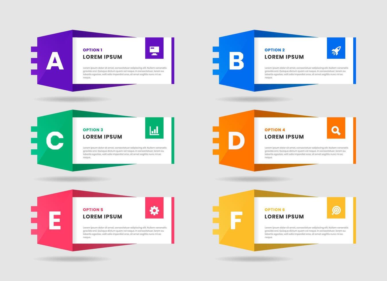 LabeI Infographic Element Design Templates with Icons and 6 Options or Steps. Suitable for Process Diagram, Presentations, Workflow Layout vector