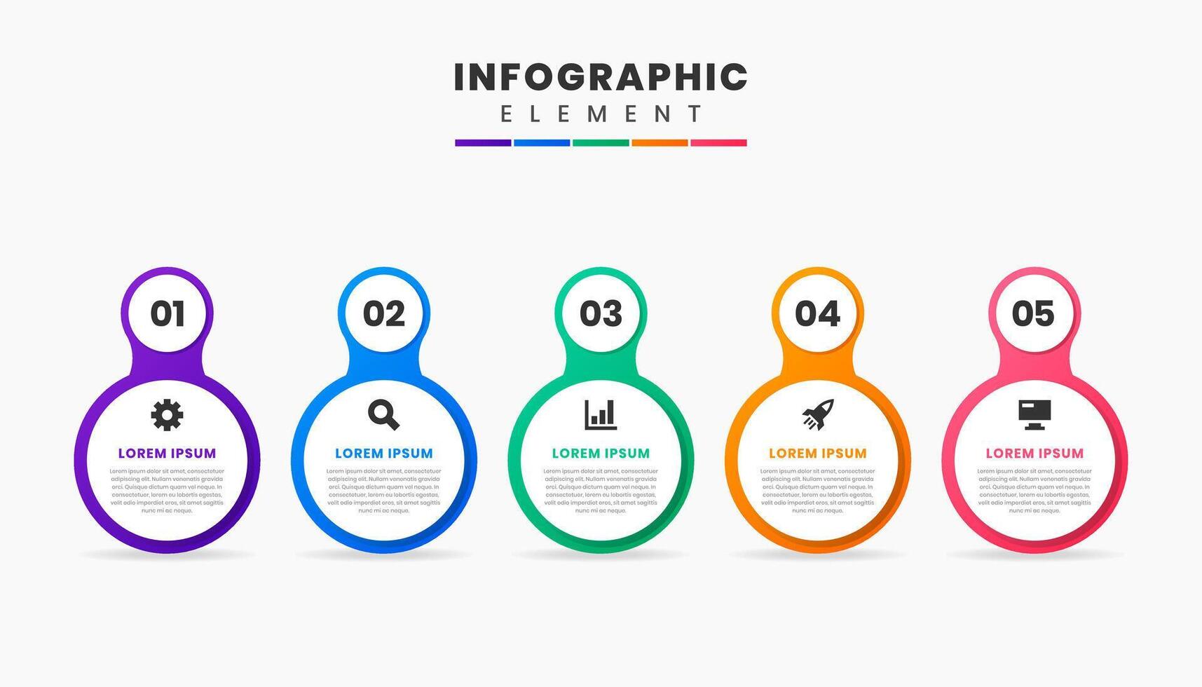 Circle Infographic Element Design icon templates with 5 Number. Can be used for process diagram, presentations, workflow layout, banner, flow chart, infographic. vector