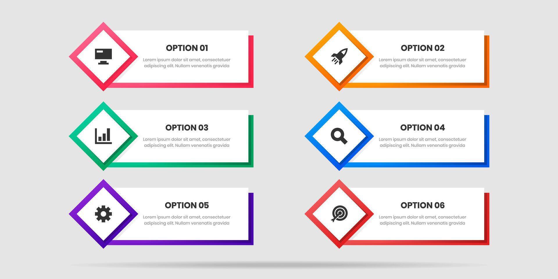 Infographic Element Design Templates with Icons and 6 Options or Steps. Suitable for Process Diagram, Presentations, Workflow Layout, Banner vector
