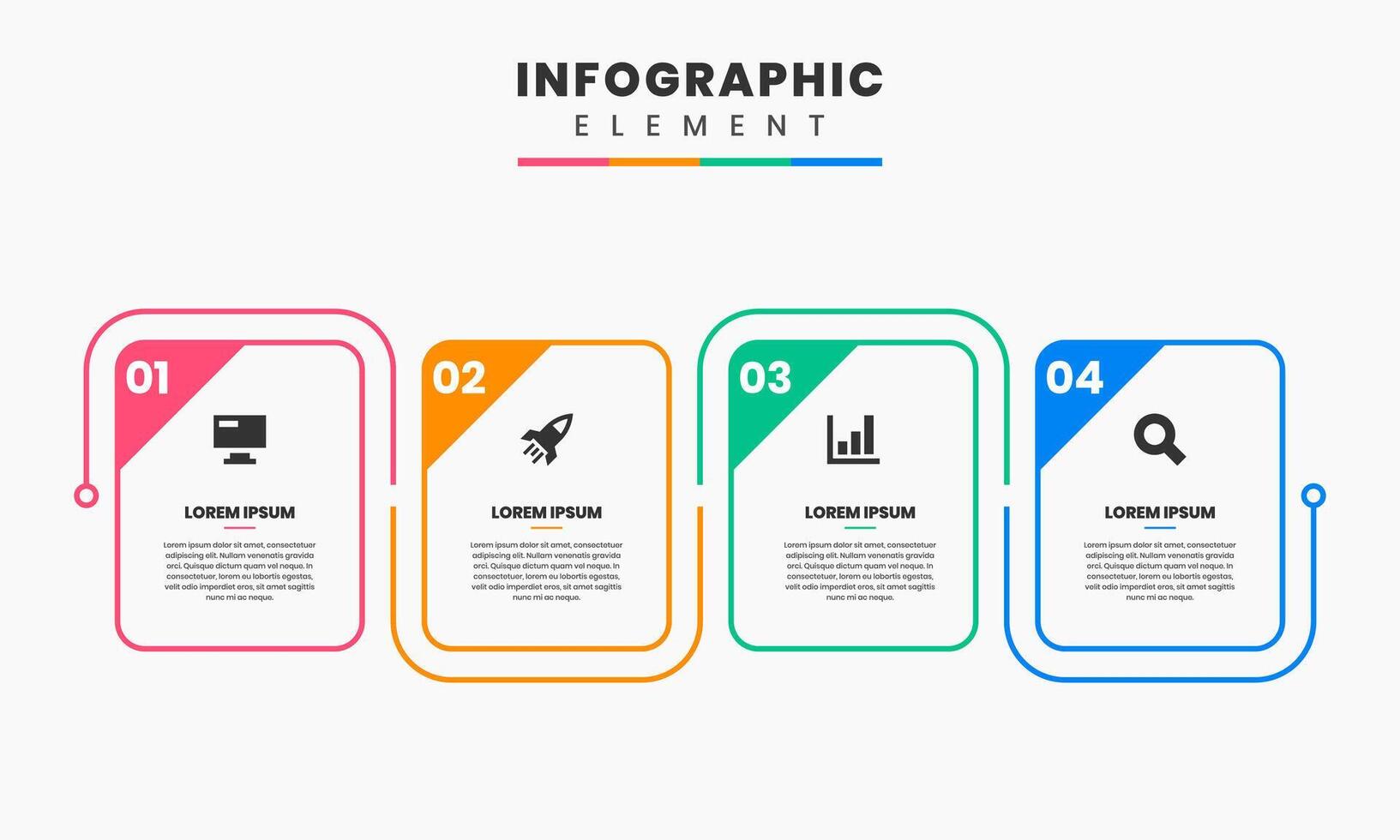 Line Infographic Element Design Icon Templates with 4 Numbers. Can be used for Process Diagram, Presentations, Workflow Layout, Banner, Flow chart vector