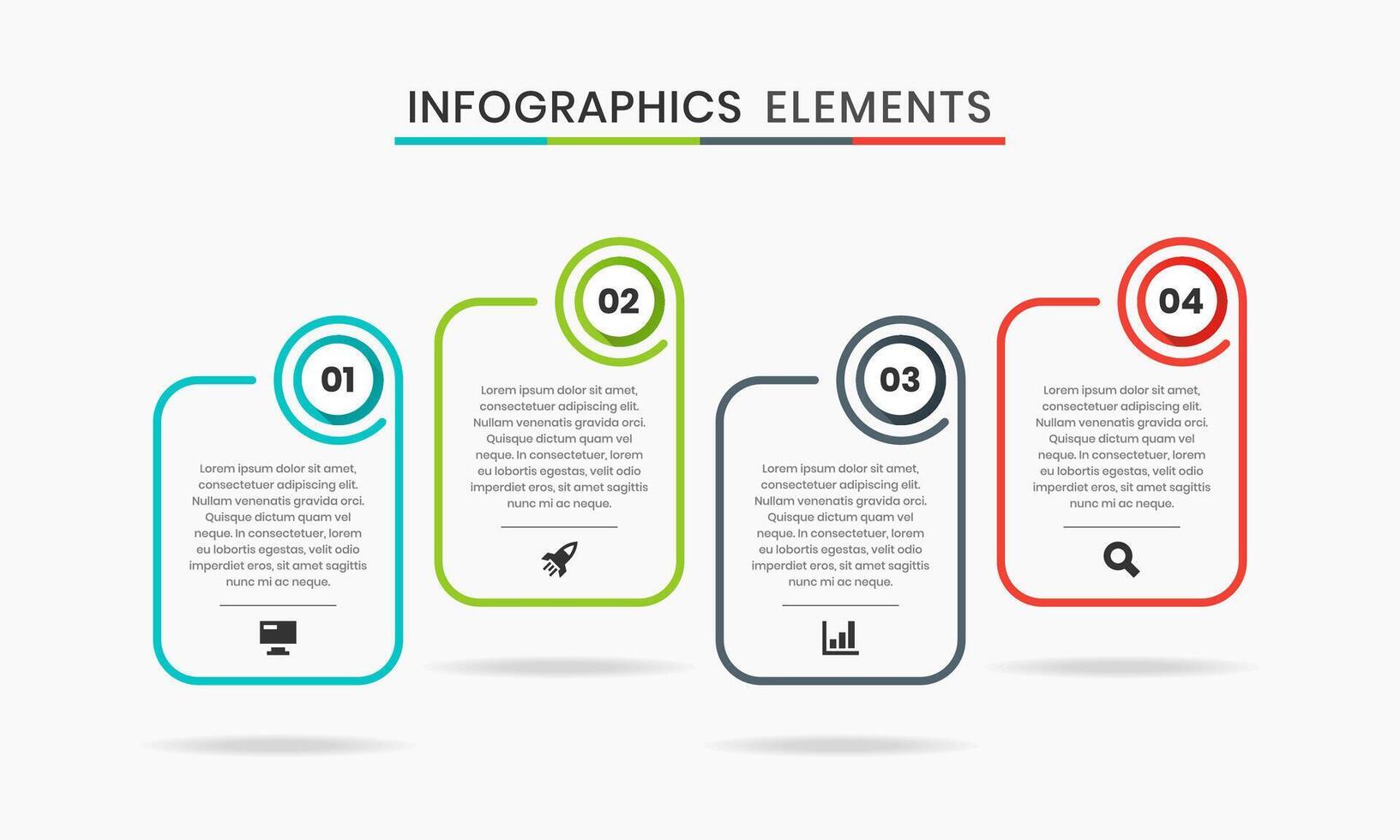 Line Infographic Element Design Icon Templates with 4 Options. Suitable for Process Diagram, Presentations, Workflow Layout, Banner, Flow Chart vector