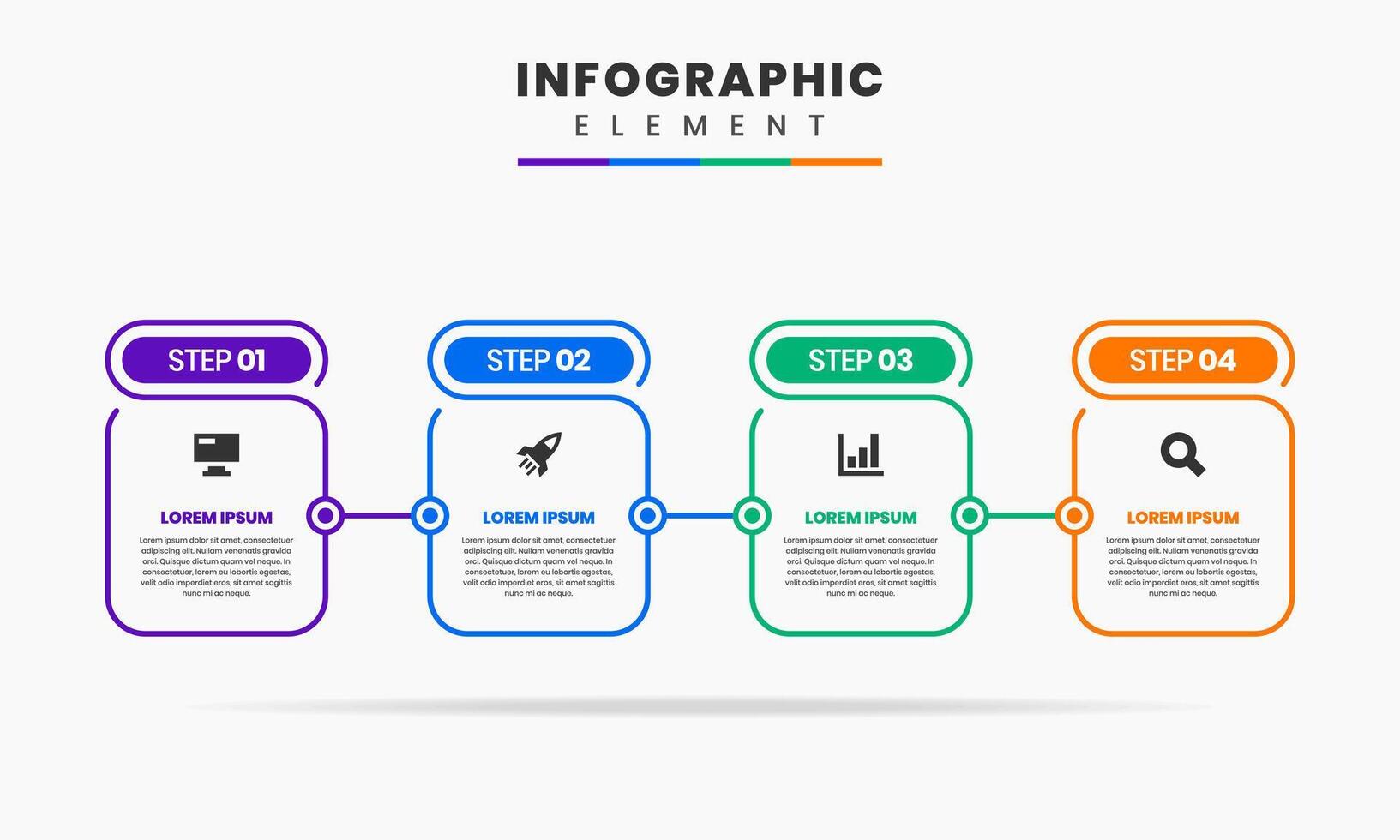 Infographic Element Design Icon Templates with 4 Steps. Can be used for Process Diagram, Presentations, Workflow Layout, Banner, Flow chart vector