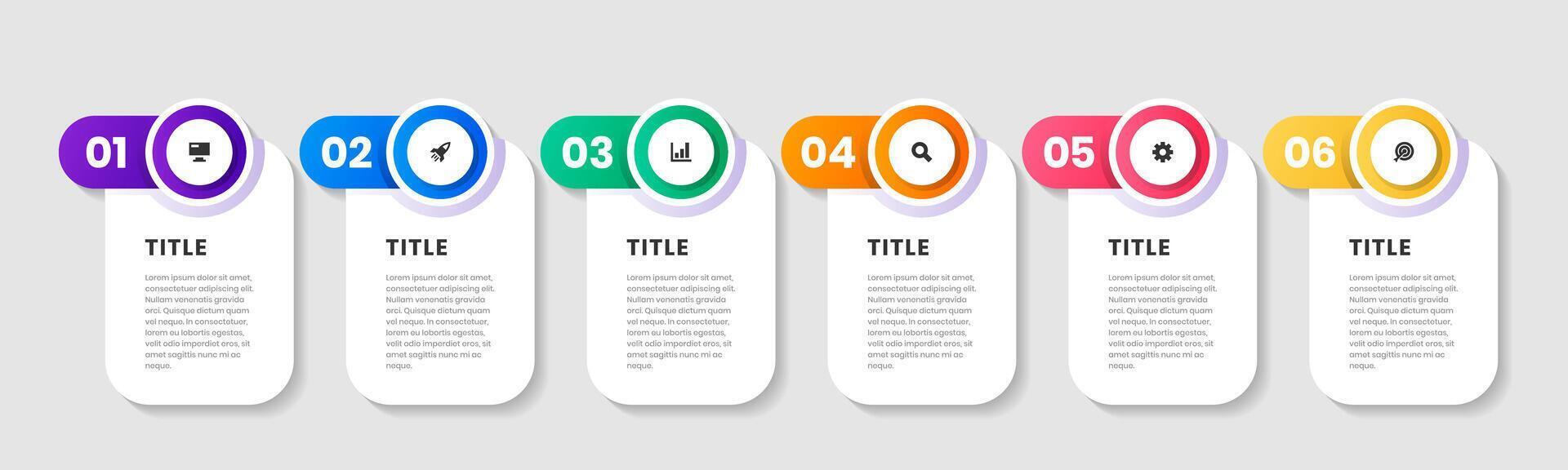 6 Numbers Infographic Element Design Templates with Icons. Suitable for Process Diagram, Presentations, Workflow Layout, Banner, Flow Chart, Infographic vector