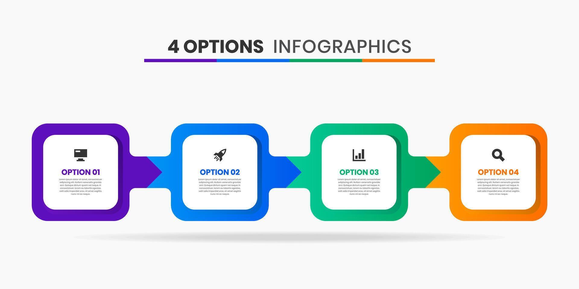 Infographic Element Design Templates with Icons and 4 Options or Steps. Suitable for Process Diagram, Presentations, Workflow Layout, Banner, Flow Chart, Infographic vector