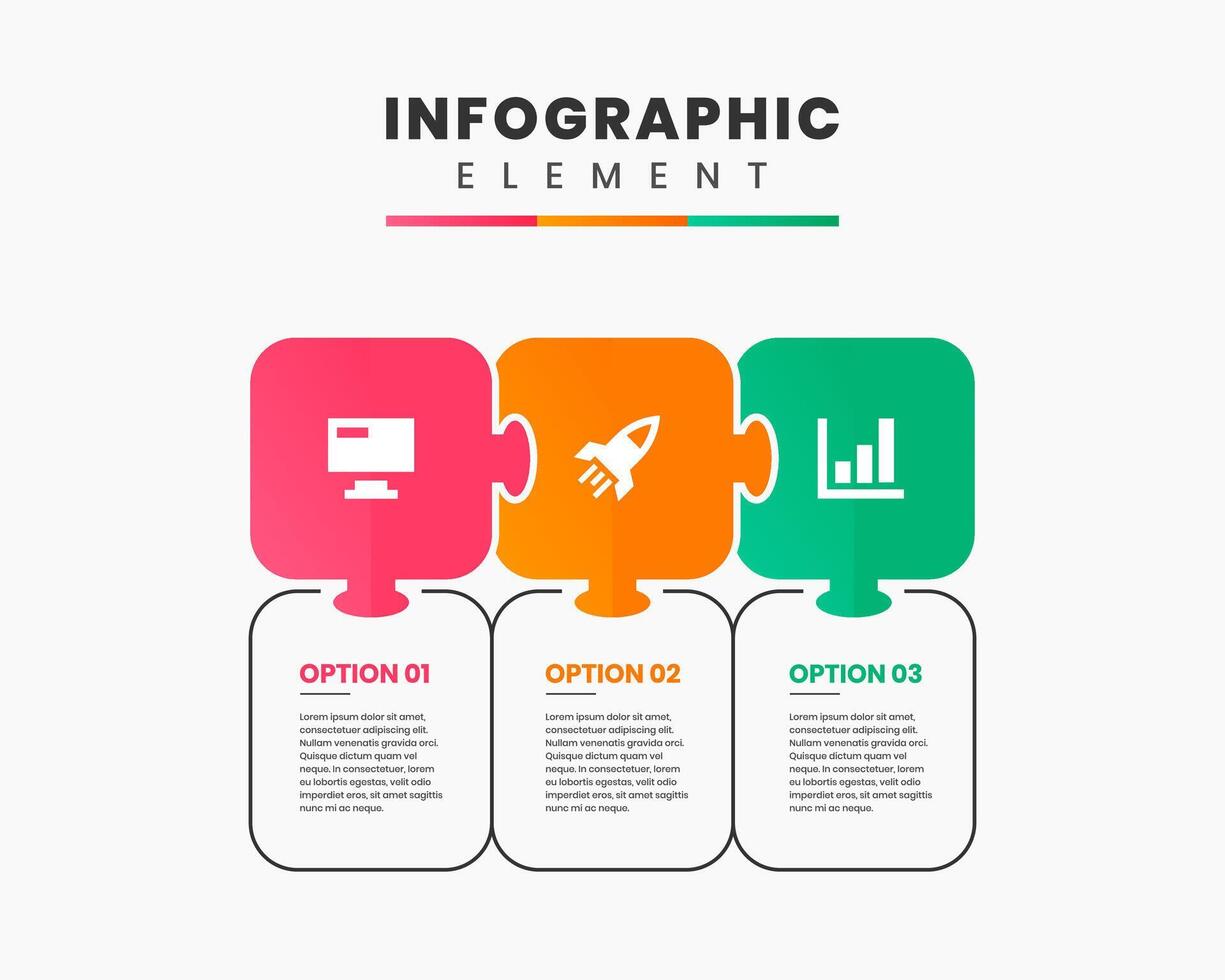 Infographic Element Design icon templates with 3 options or steps. Can be used for process diagram, presentations, workflow layout, vector