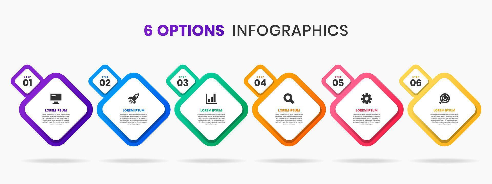 Infographic Element Design Templates with Icons and 6 Numbers. Suitable for Process Diagram, Presentations, Workflow Layout vector