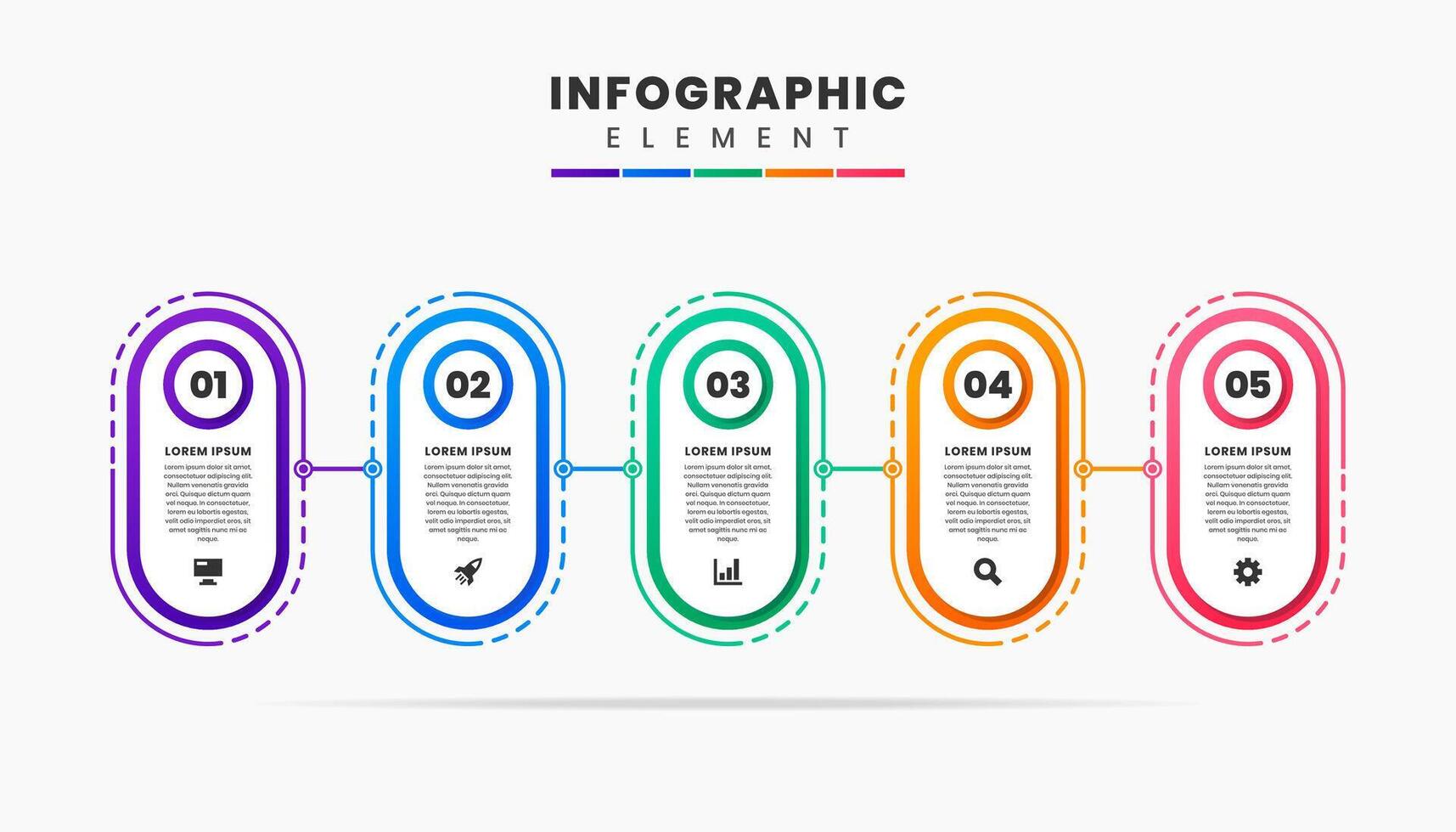 Abstract Infographic Element Design Icon Templates with 5 Numbers. Can be used for Process Diagram, Presentations, Workflow Layout, Banner, Flow Chart, Infographic. vector