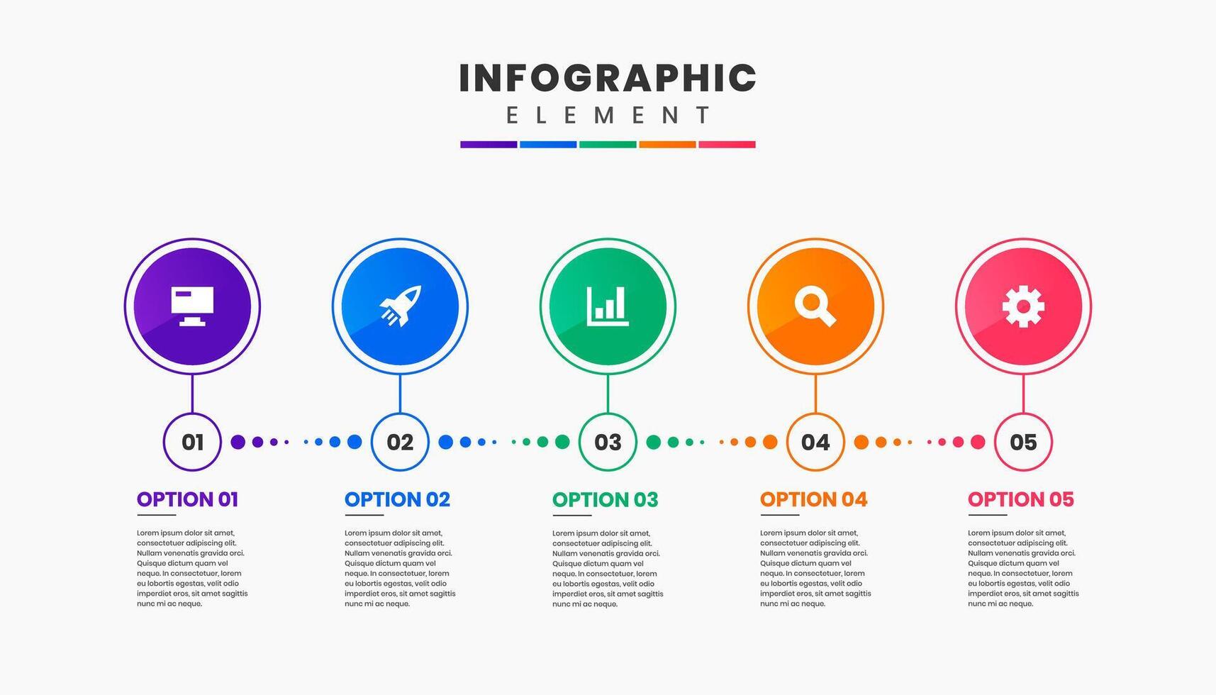 Timeline Infographic Element Design icon templates with 5 options or steps. Can be used for process diagram, presentations vector