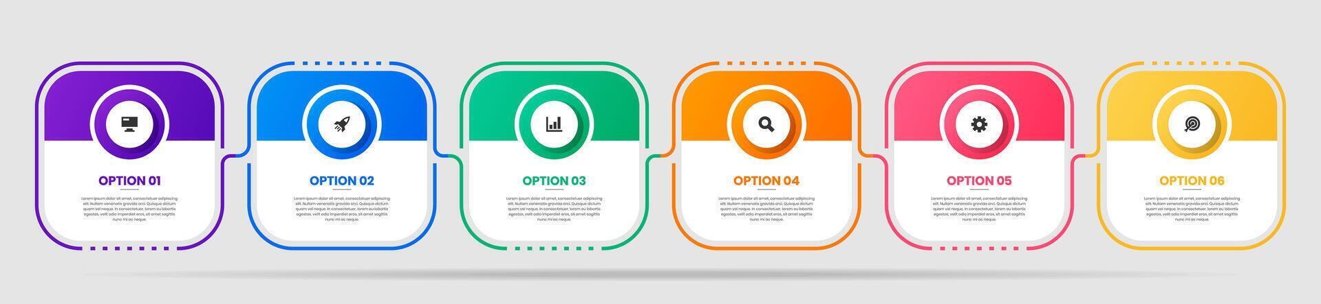 Square Infographic Element Design Templates with Icons and 6 Options or Steps. Suitable for Process Diagram, Presentations, Workflow Layout, Banner, Flow Chart, Infographic vector