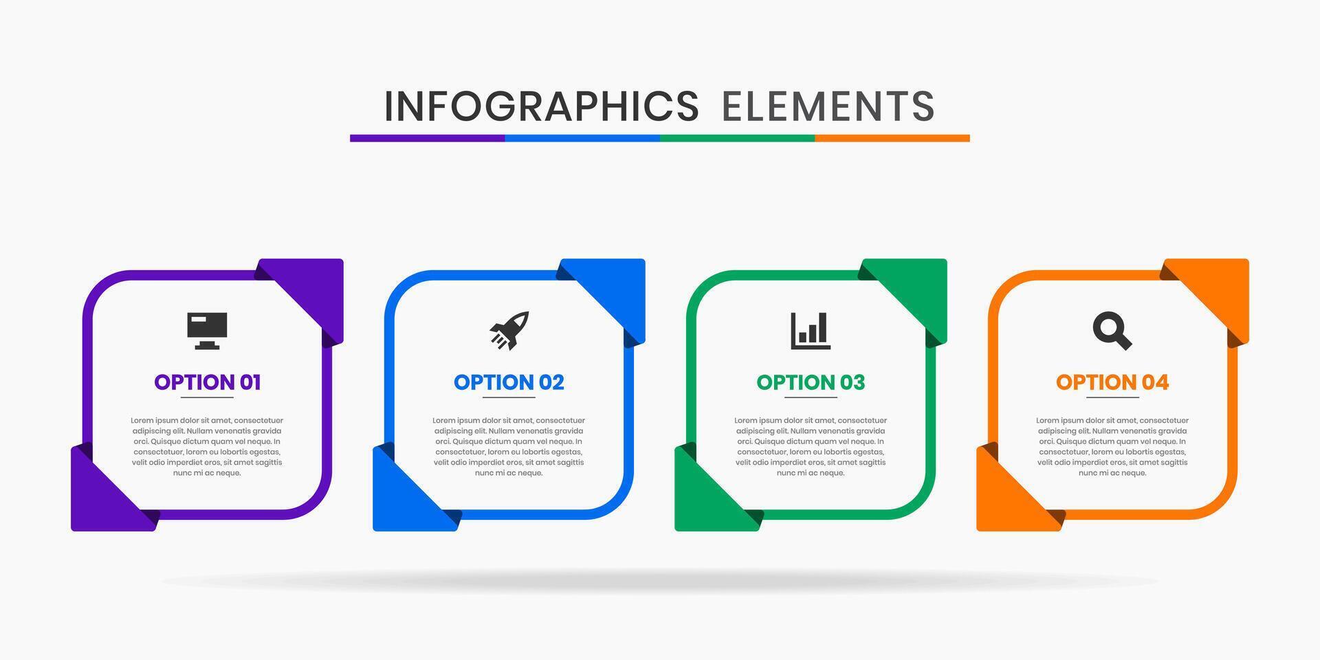 Infographic Element Design Templates with Icons and 4 Options or Steps. Suitable for Process Diagram, Presentations, Workflow Layout, Flow Chart vector