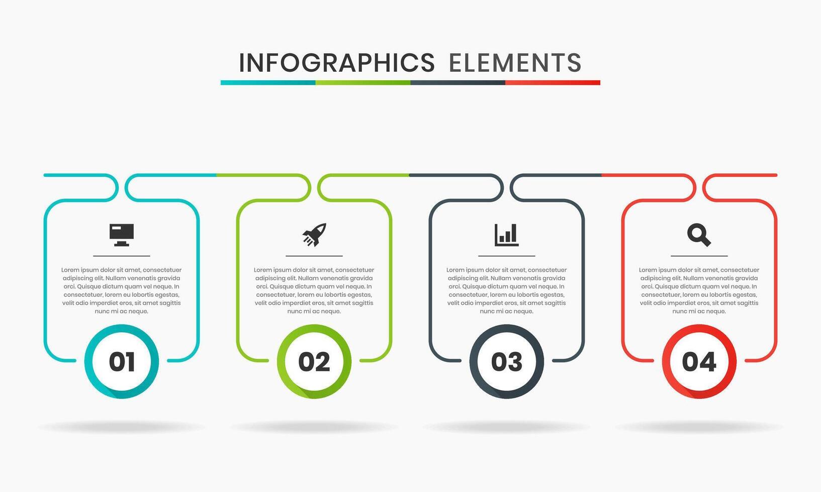 Line Infographics Elements Design Icon Templates with 4 Numbers. Suitable for Process Diagram, Presentations, Flow Chart, Infographic. vector