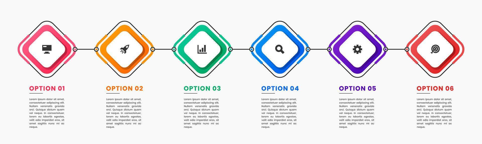 Timeline Infographic Element Design Templates with Icons and 6 Options or Steps. Suitable for Process Diagram, Presentations, Workflow Layout vector