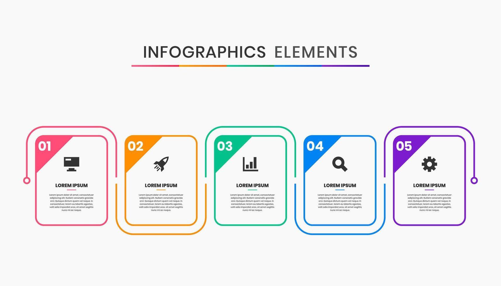 Timeline Infographic Element Design Icon Templates with 5 Numbers. Can be used for Process Diagram, Presentations, Workflow Layout, Banner, Infographic. vector