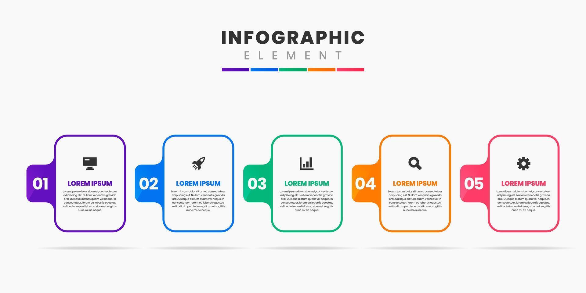 Abstract Infographic Element Design Icon Templates with 5 Numbers. Can be used for Process Diagram, Presentations vector