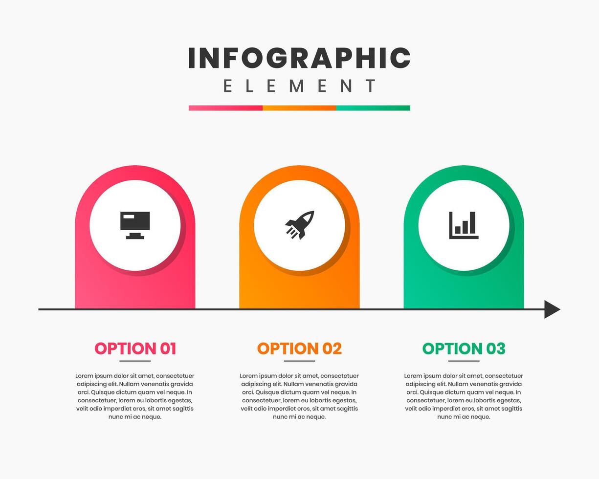 Timeline Infographic Element Design icon templates with 3 options or steps. Can be used for process diagram, presentations, workflow layout, banner, flow chart, infographic. vector